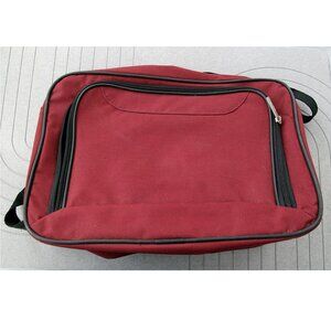 Carry On Bag,Travel or Gym , red one pocket two zippers 15-inch drop strap TAG